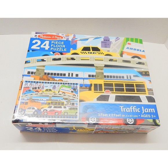 Melissa and Doug Traffic Jam 24 Pieces Preschool  Floor Puzzle 36in x 24in - Picture 2 of 7